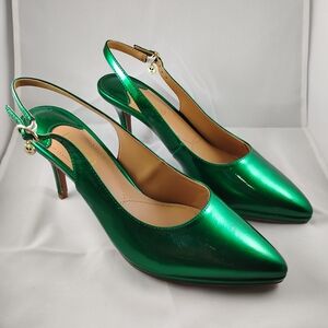 J.Renee Shiny Green Slingback Heels